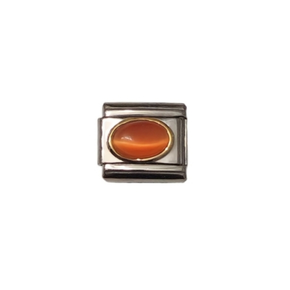 Italian Charmlink for Charm Bracelet Natural Momo Coral Stone Orange DIY Jewelry